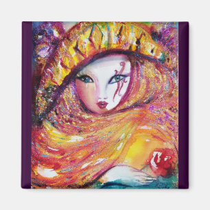MASK IN YELLOW / Venetian Masquerade Magnet