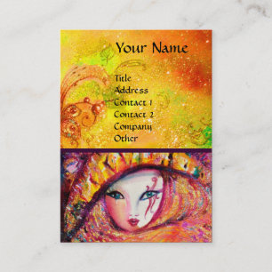 MASK IN YELLOW WITH RED ROSE Beauty Makeup Artist Business Card