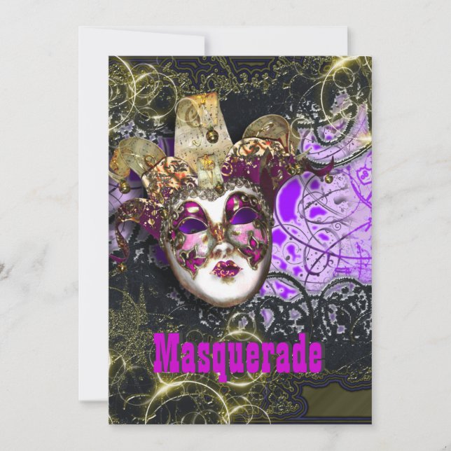 Mask masquerade venetian mardi gras party invitation (Front)