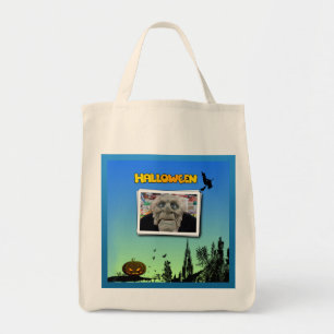 Mask of Old Man, Flying Witch and Jack o Lantern Tote Bag