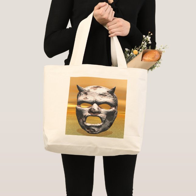 Mask of Stone  Large Tote Bag (Front (Product))