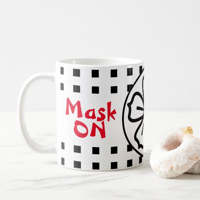 Mask ON Mask OFF Social Distancing Coffee Mug (With Donut)