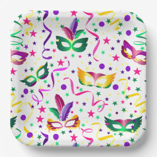 Mask Paper Plates, Masquerade Party Tableware Plate