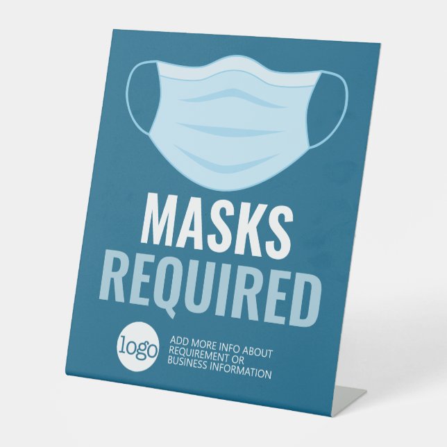 Mask Required with Drawing plus Additional Text Pedestal Sign (Front)