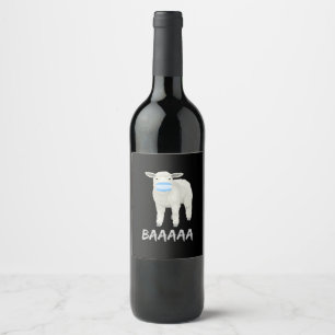 Mask sheep Funny sheep with face mask design Wine Label