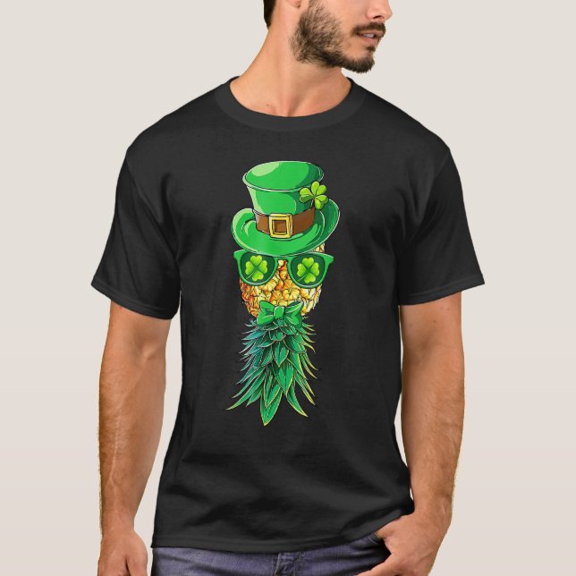 Mask Swinger Upside Down Pineapple St Patrick's Da T-Shirt (Front)