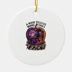 Mask Tells Us More Than Face Halloween Witch Apple Ceramic Ornament