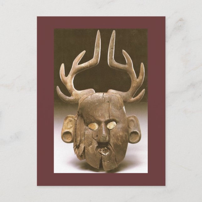Mask with Antlers Native American Fine Art Postcard (Front)