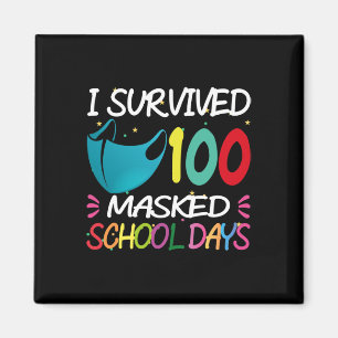 Masked 100 Days Of School  Teacher Student Gift  Magnet