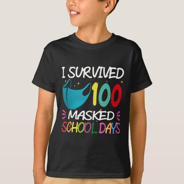 Masked 100 Days Of School  Teacher Student Gift  T-Shirt (Front)
