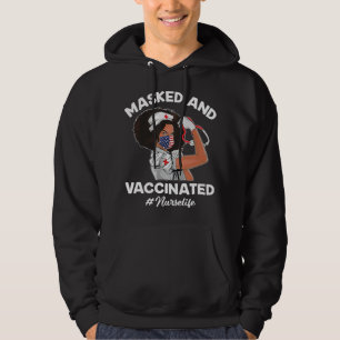 Masked And Vaccinated Black Nurse African American Hoodie