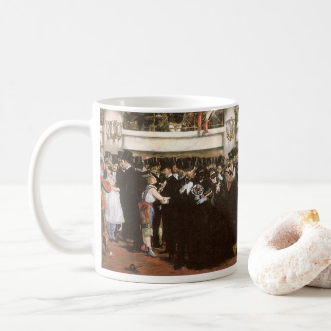 Masked Ball at the Opera by Edouard Manet Coffee Mug (With Donut)