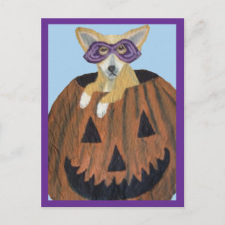 Masked Chihuahua in Halloween Jack-o-lantern Postcard