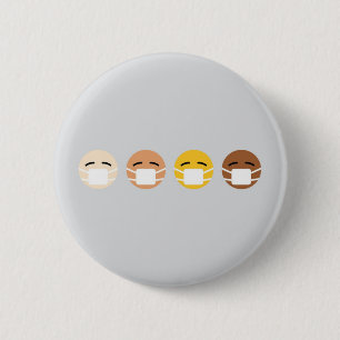 Masked Emoji Faces Mask Up COVID 6 Cm Round Badge