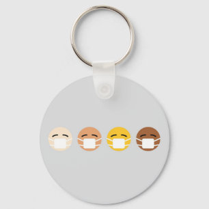 Masked Emoji Faces Mask Up COVID Key Ring