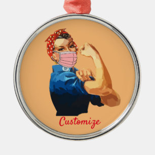 Masked Female Empowerment Thunder_Cove Metal Ornament