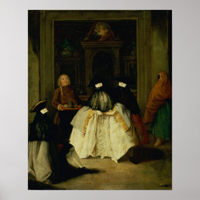 Masked Figures in a Venetian Coffee House Poster (Front)