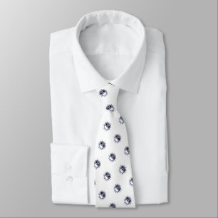 Masked Gray Corona Virus Pattern on White Tie