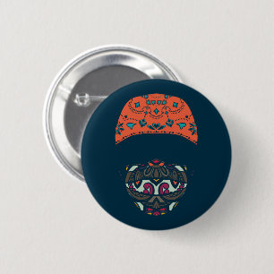 masked in paisley 6 cm round badge