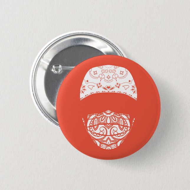 masked in paisley button (Front & Back)
