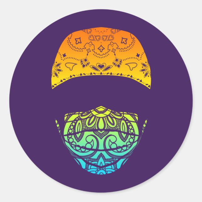 masked in paisley classic round sticker (Front)