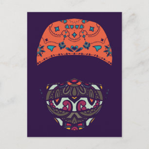 masked in paisley postcard