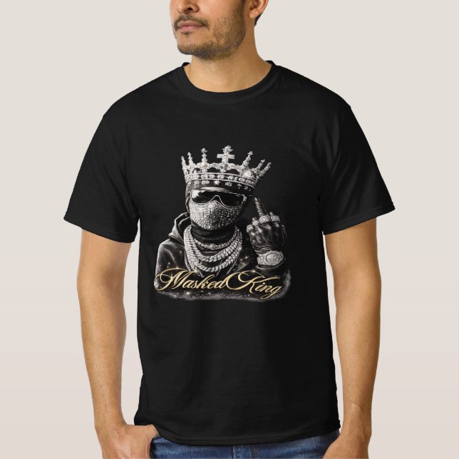 Masked King Streetwear Graphic T-Shirt (Front)