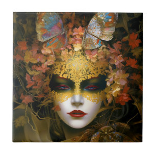Masked Lady Fantasy Art Ceramic Tile