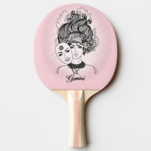 Masked Lady Theater Gemini Zodiac Symbol Ping Pong Paddle