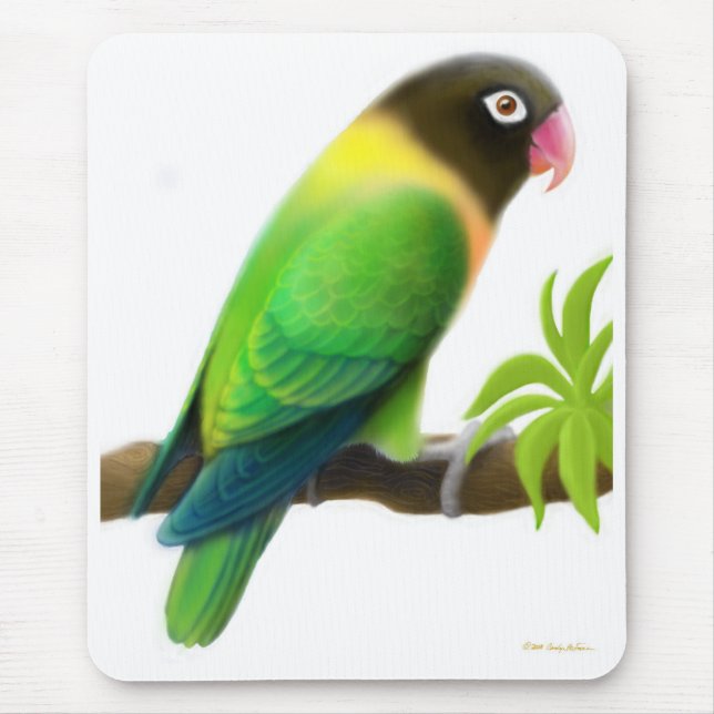 Masked Lovebird Green Mousepad (Front)
