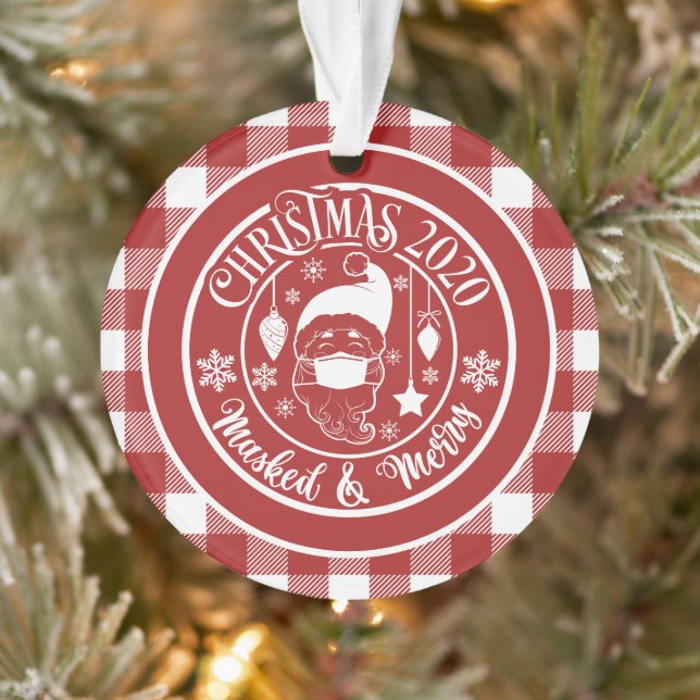 Masked Merry Christmas 2020 Holiday Humour Photo Ornament (Tree)