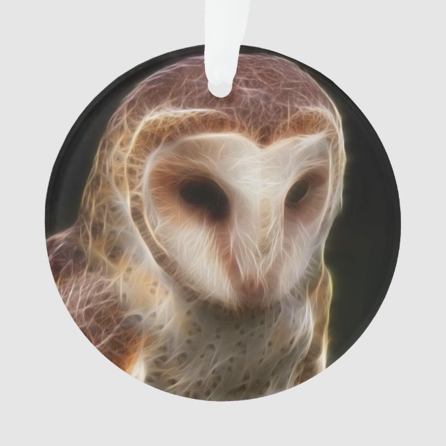 Masked Owl Fractal Ornament (Front)