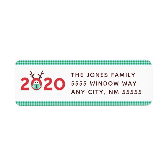 Masked Reindeer 2020 Custom Holiday Return Address Label (Front)