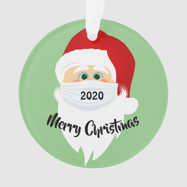Masked Santa 2020 Acrylic Ornament (Front)