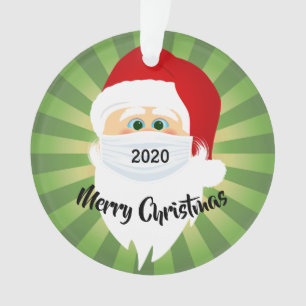 Masked Santa 2020 Green Starburst Acrylic Ornament