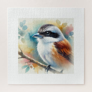 Masked Shrike 180724AREF129 - Watercolor Jigsaw Puzzle