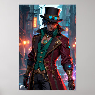 Masked Steampunk Gentleman – Charisma and Shadows Poster
