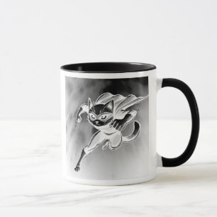 Masked Super-Cat in the middle of the flight. Mug