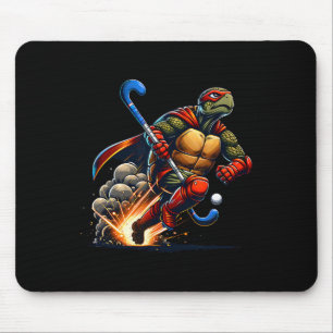 Masked Turtle Field Hockey Hero Action Sprint Mouse Pad