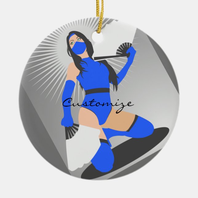 Masked Warrior Princess Thunder_Cove Ceramic Ornament (Front)