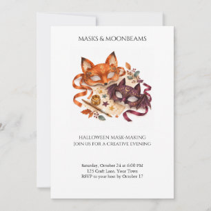 Masks and Moonbeams Halloween Mask Making Invitation