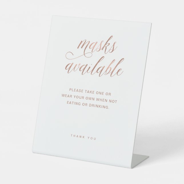 Masks Available | Rose Gold Typography Wedding Pedestal Sign (Front)