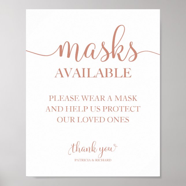 Masks Available Simple Calligraphy Wedding Sign (Front)