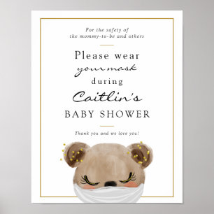 Masks Required Baby Bear Shower Sign