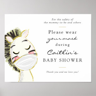 Masks Required Baby Zebra Shower Sign