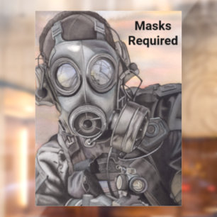 Masks Required Prepper Gasmask Store Window Cling