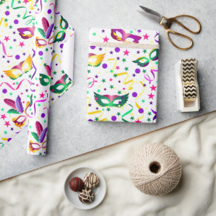 Masks Wrapping Paper, Masquerade Gift Wrap