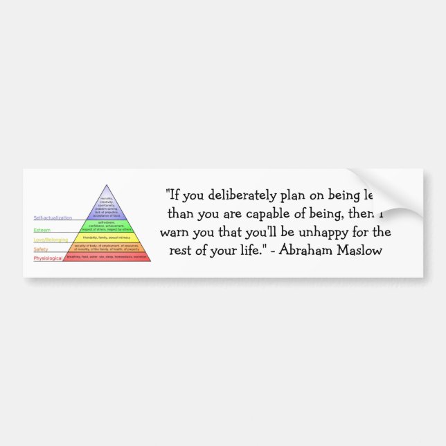 Maslow's Hierarchy of needs Bumper Sticker (Front)