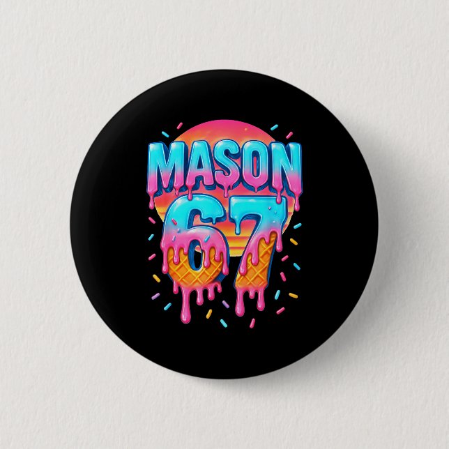 Mason 67 Costume Ice Cream Baseball Drip 6 7 Meme  6 Cm Round Badge (Front)