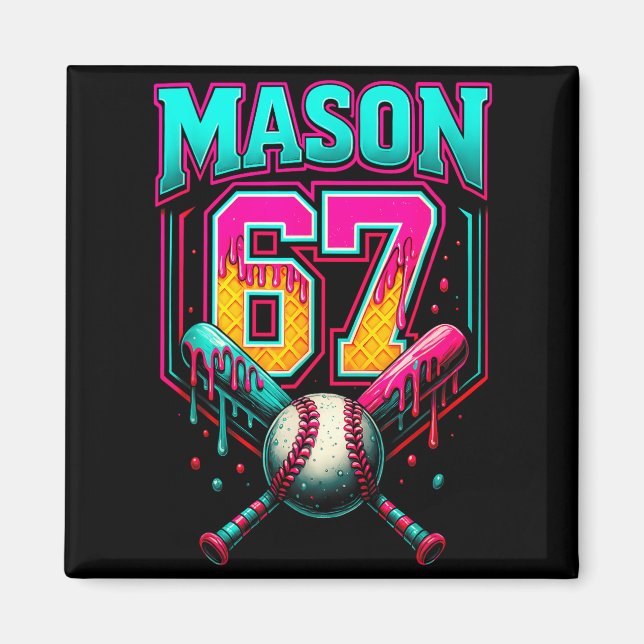 Mason 67 Funny Ice Cream Drip Baseball Ice Cream D Magnet (Front)